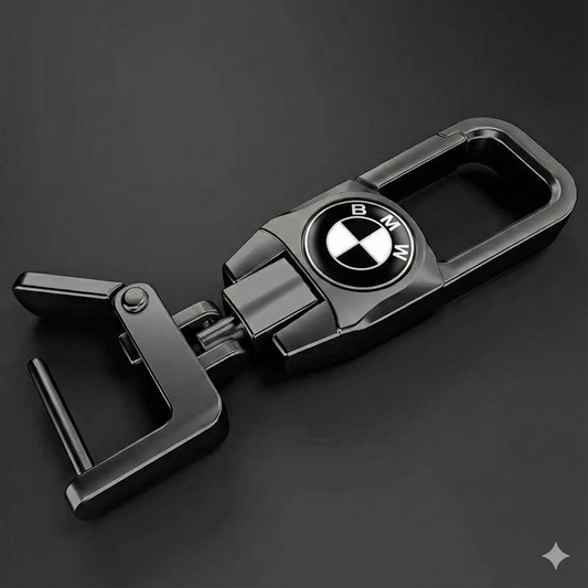 Premium Metal Car Key Chain - BMW Edition 2 (Black and White)