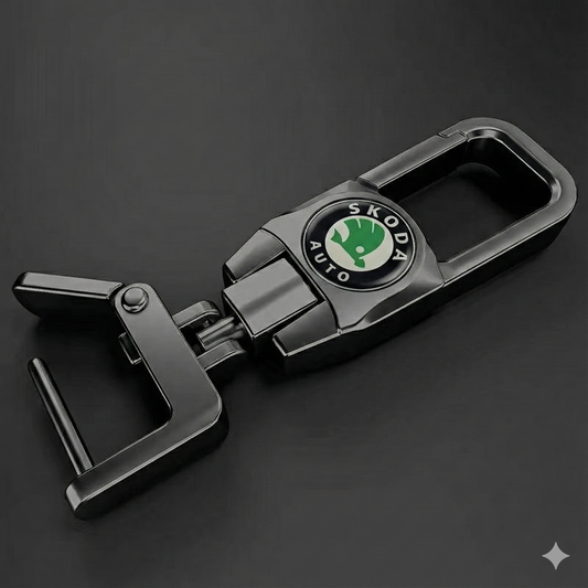 Premium Metal Car Key Chain - Skoda Edition 2 (Black and Green)