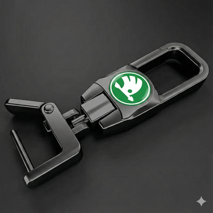Premium Metal Car Key Chain - Skoda Edition 3 (Green and White)