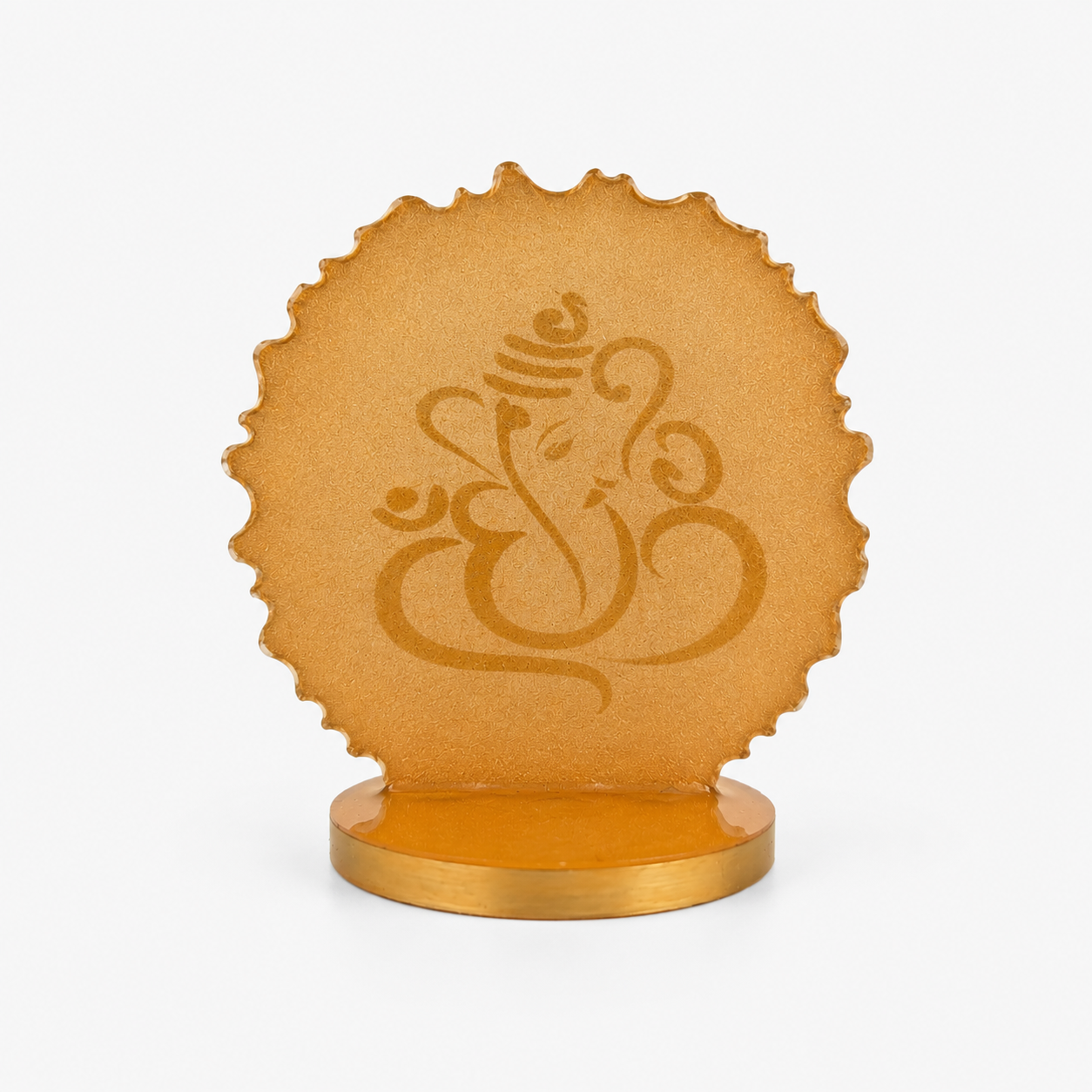 Ganesha car dashboard idol - amber gold resin - back view