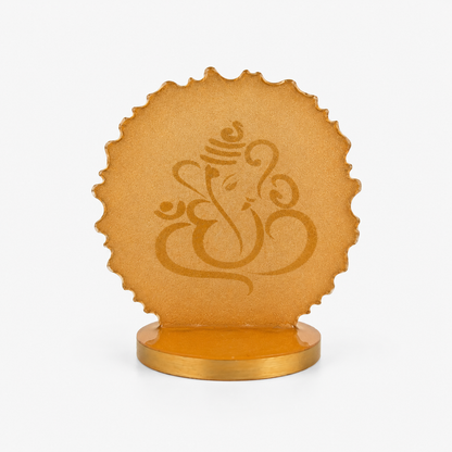 Ganesha car dashboard idol - amber gold resin - back view