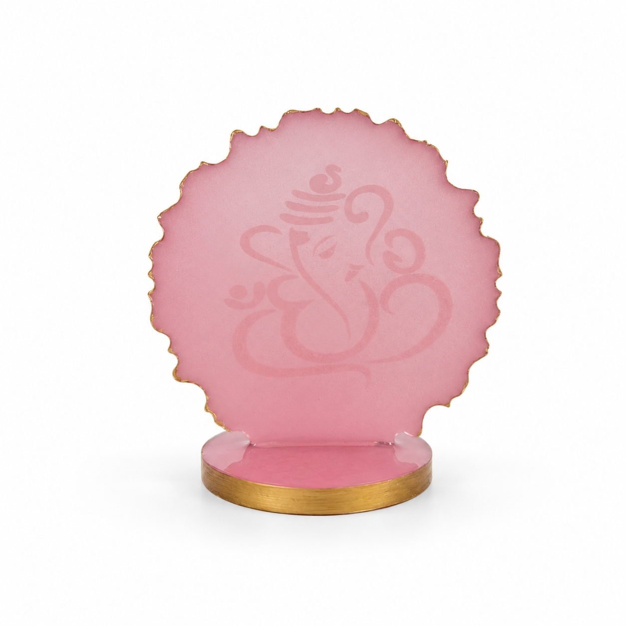 Ganesha car dashboard idol - blush pink resin - back view