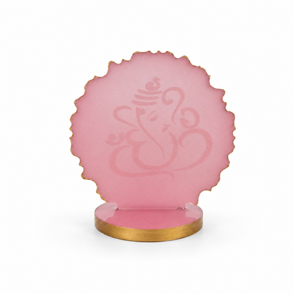 Ganesha car dashboard idol - blush pink resin - back view