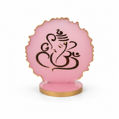 Ganesha car dashboard idol - blush pink resin - front view