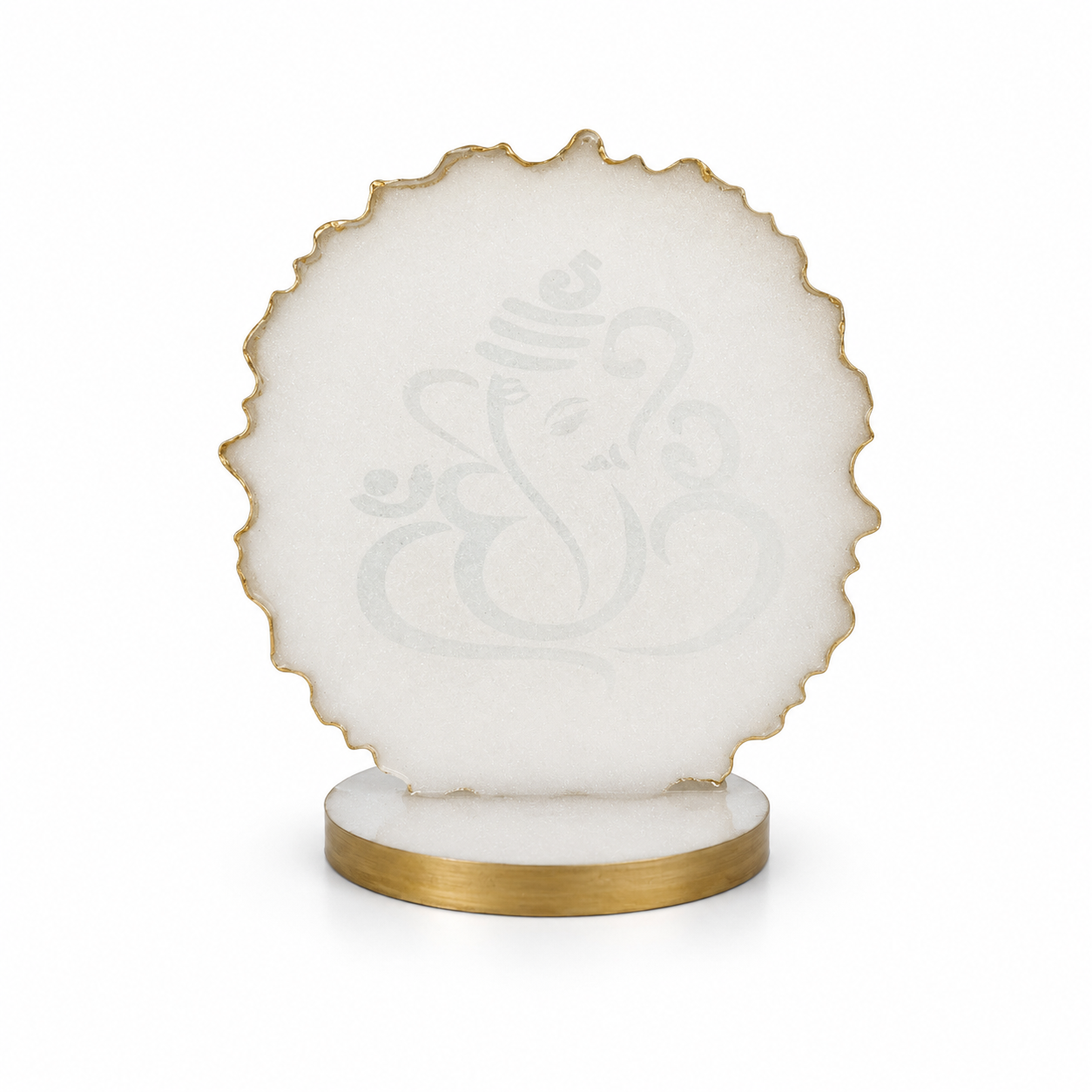Ganesha car dashboard idol - pearl white resin - back view