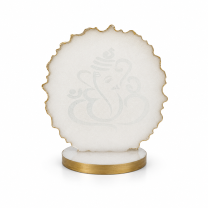 Ganesha car dashboard idol - pearl white resin - back view