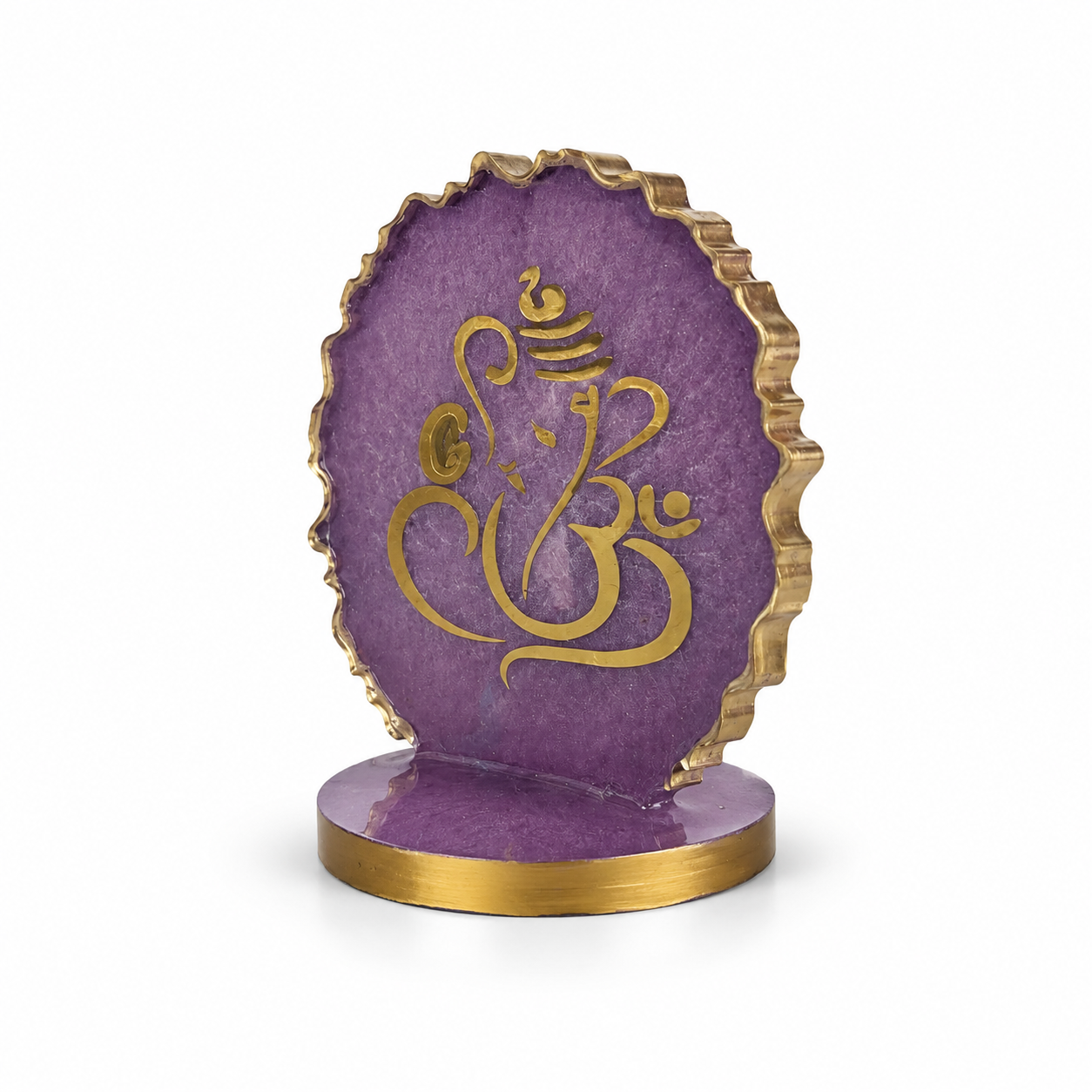 Ganesha car dashboard idol - royal purple resin - 45 degree right angle view