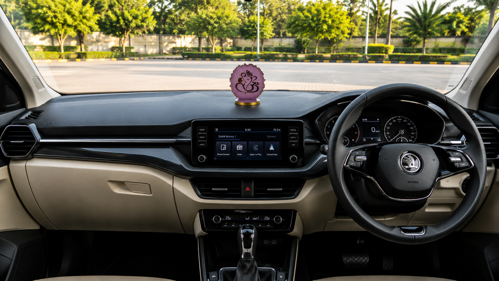Ganesha car dashboard idol - royal purple resin - placed on car dashboard