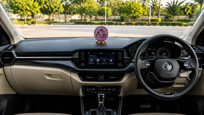 Ganesha car dashboard idol - royal purple resin - placed on car dashboard