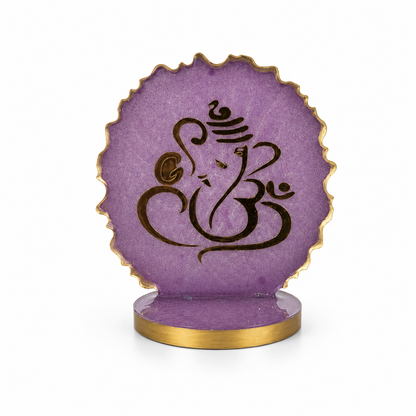 Ganesha car dashboard idol - royal purple resin - front view