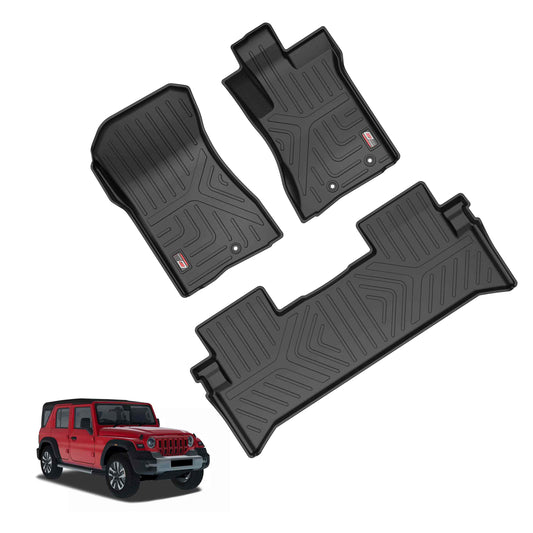 GFX Life Long Car Floor Mats for Mahindra Thar Roxx Automatic - 3 Piece Set