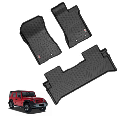 GFX Life Long Car Floor Mats for Mahindra Thar Roxx Manual - Set of Three