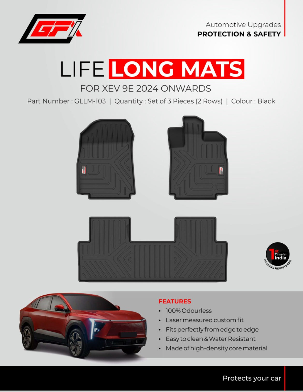 GFX Floor Mats for Mahindra XEV 9E - Spec Sheet