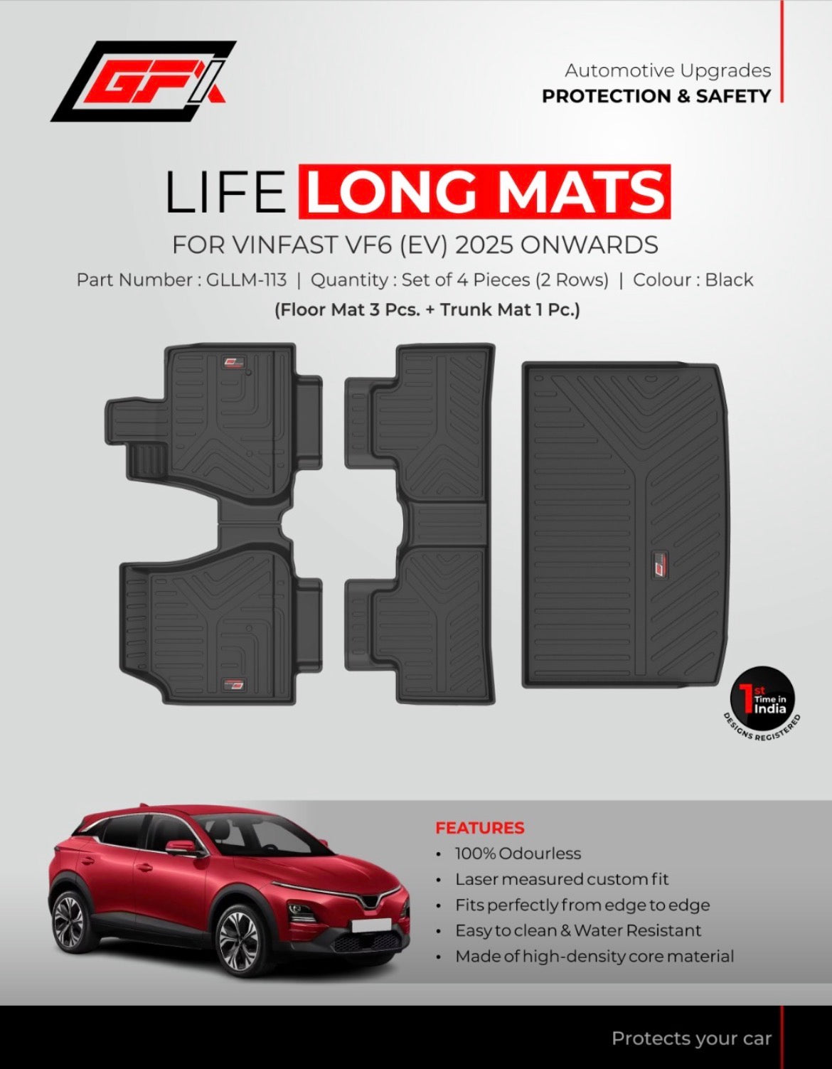 GFX Floor and Trunk Mats for VinFast VF6 - Spec Sheet